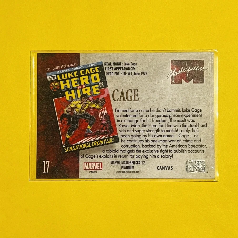 2024 Upper Deck Marvel Masterpieces '92 Canvas Luke‎ Cage Cage #17 card